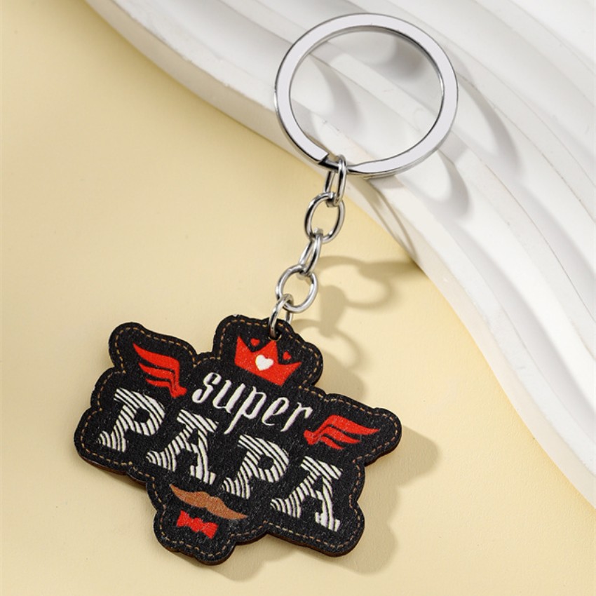 Modern Style Letter Wood Father'S Day Unisex Keychain display picture 2