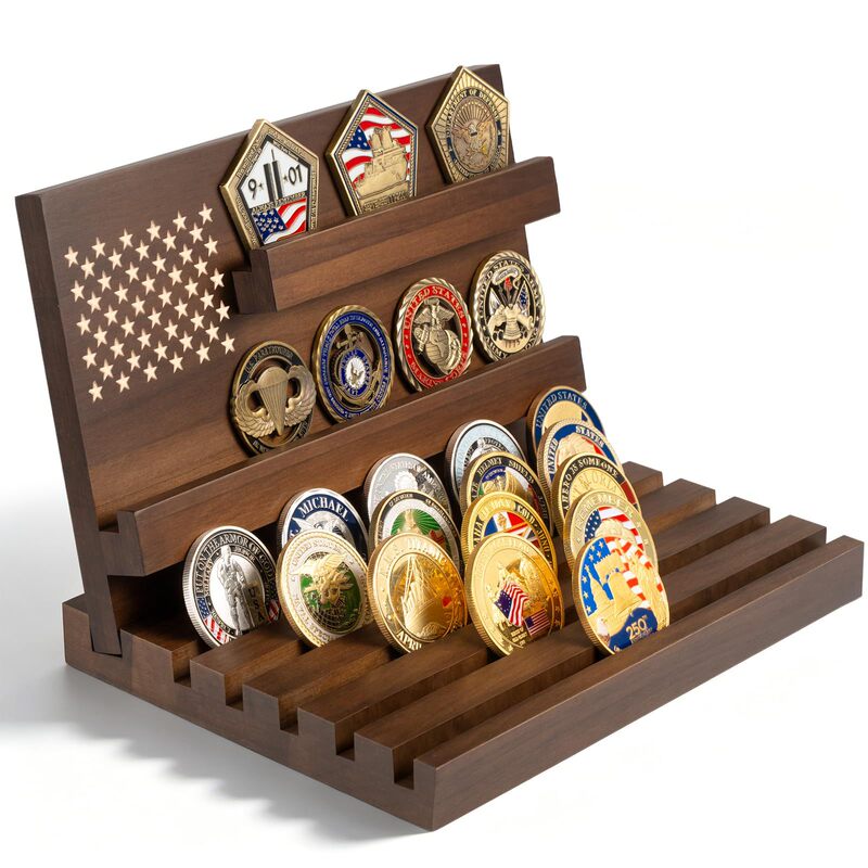 Cross-Border Wooden Commemorative Coin Storage Rack, Game Commemorative Coin Challenge Coin Rack, Desktop Multi-Layer Medal Display Rack