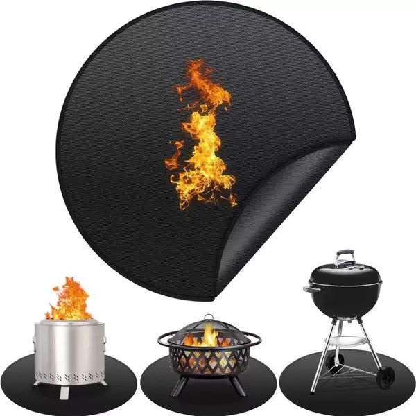 Cross-border outdoor barbecue mat, flame-retardant, high-temperature resistant, heat-insulating, fireproof mat with liquid silicone coating, wholesale for barbecue grills