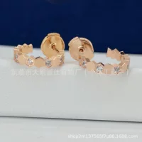 High Edition Shangjia S925cnc улей с бриллиантами серьги-серьги сотовый высокого уровня чувство серьги розовое золото