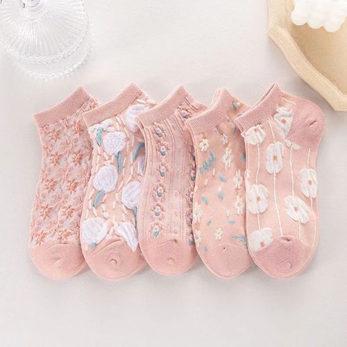 [Pink] Spring and Autumn style girls' cute pink Harajuku style shallow mouth low-cut comfortable short socks boat socks all cum batch
