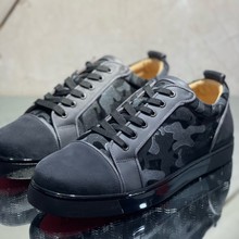 cl andgz男鞋灰色迷彩系带低帮红底鞋铆钉鞋女鞋情侣板鞋休闲鞋潮