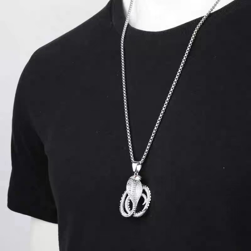 Collier Cobra explosif Mode All Match Personnalité Pendentif Serpent Esprit Serpent Tempérament Version De Bijoux_voghion.com