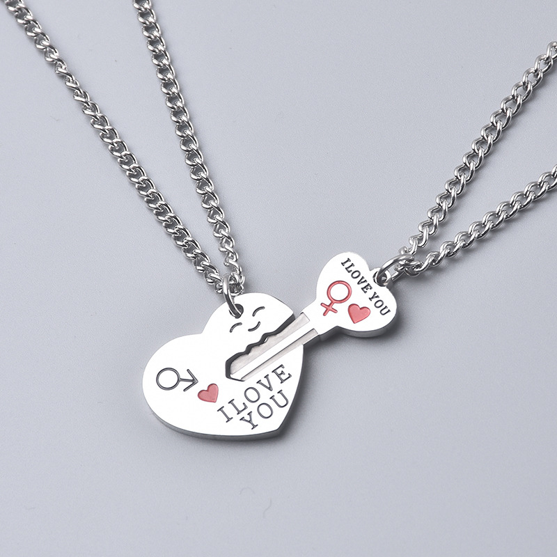 56g Weight Pendant Necklace Classification Titanium Steel IG Style Simple Style Letter Heart Shape Key Pendant Necklace