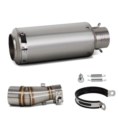 Suitable for Motorcycle Exhaust Pipe Modification Z250 Z300 Stainless Steel Middle Section Sc Barrel Tail Section 12-16 Years (Motorcycle exhaust pipe) - z250-middle-section-sc-silver-strip