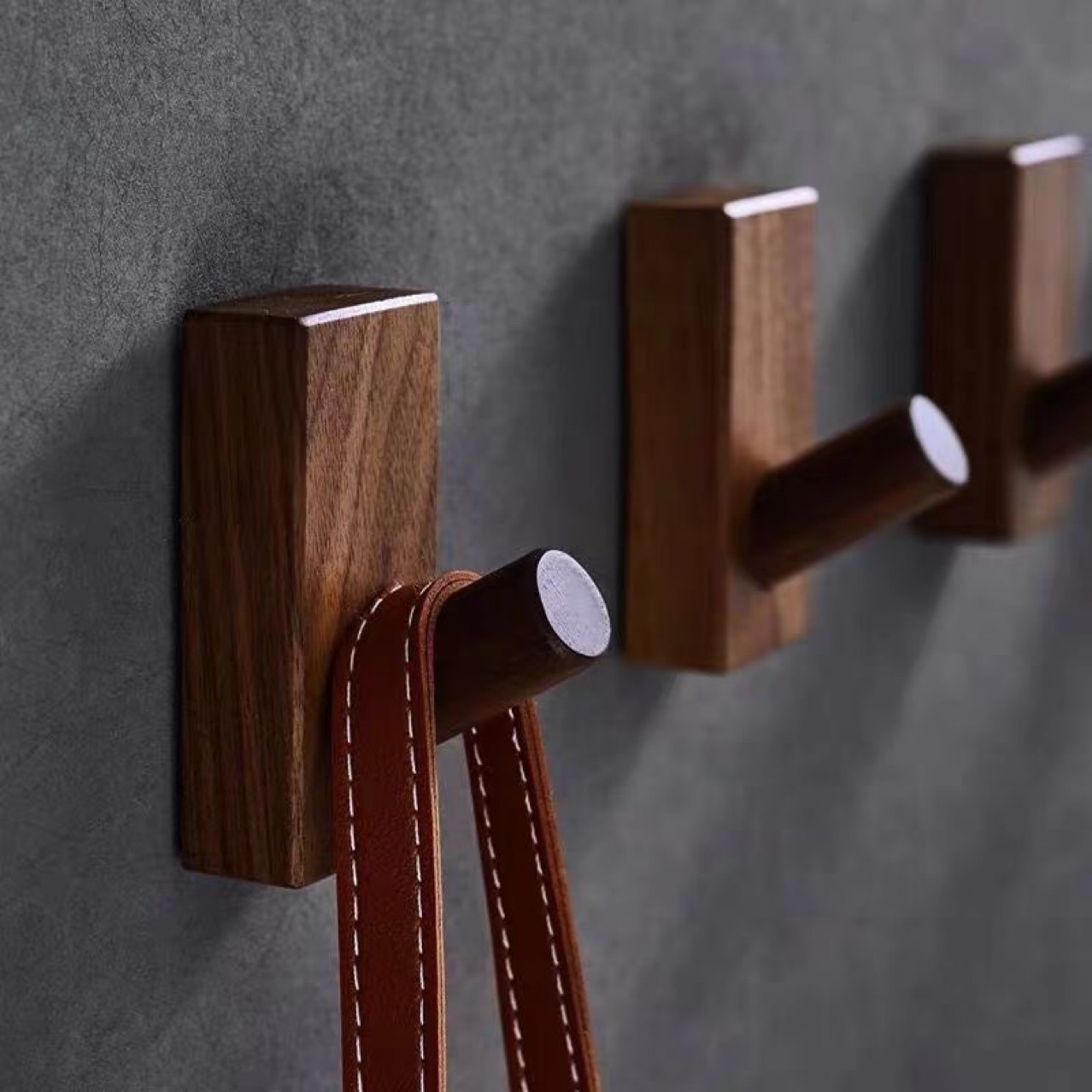 Ganchos de madera maciza de estilo nórdico, ganchos creativos de madera para colgar abrigos en la pared de la entrada, ganchos adhesivos fuertes sin taladro para almacenamiento.