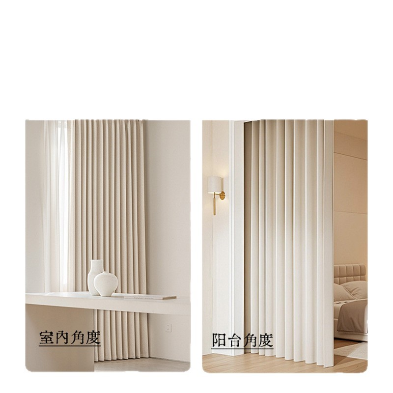 2025 cortinas de sombra de aire crema dormitorio de alto nivel nueva sala de estar de lujo ligera moderna cortina de lino de algodón simple Ke Bridge