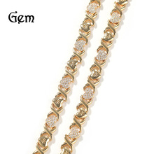 欧美时尚新款镶钻XO镀金嘻哈项链轻奢高级感爱心无限锁骨链饰品