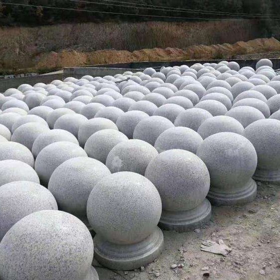 Granite Curbstone, Sesame Gray Stone Ball, Car-Blocking Column, Anti-Collision Stone Pier, Construction Engineering, Yongxiu Stone