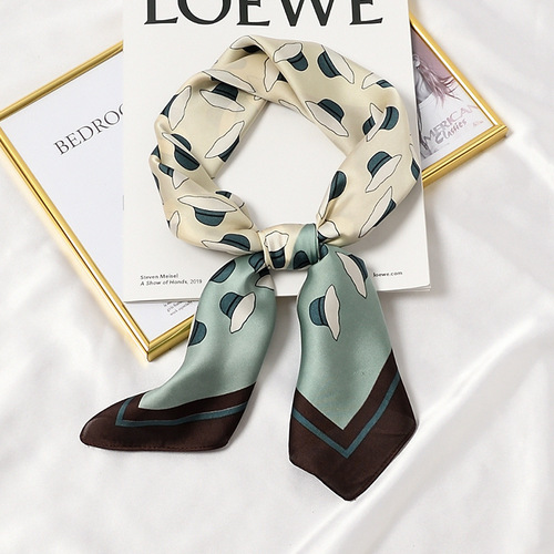 Silk scarf, small square scarf, versatile scarf for women, spring, autumn and summer, thin headband, suit, small long scarf, fashionable