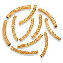 diy饰品材料配件不锈钢镀18K保色 压花弯管套管 手工材料管珠批发