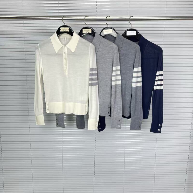 tb factory direct sales, new spring/autumn collection, classic four-stripe merino wool long-sleeved women's casual and comfortable sweater tb factory direct sales, new spring/autumn collection, classic four-stripe merino wool long-sleeved women's casual and comfortable sweater