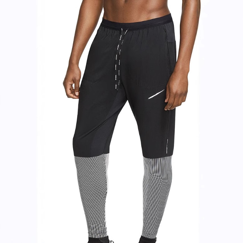 Cross-Border Splicing Autumn and Winter Men's Training Running Breathable Quick-Drying Ribbed Casual Sports Drawstring Trousers in Stock