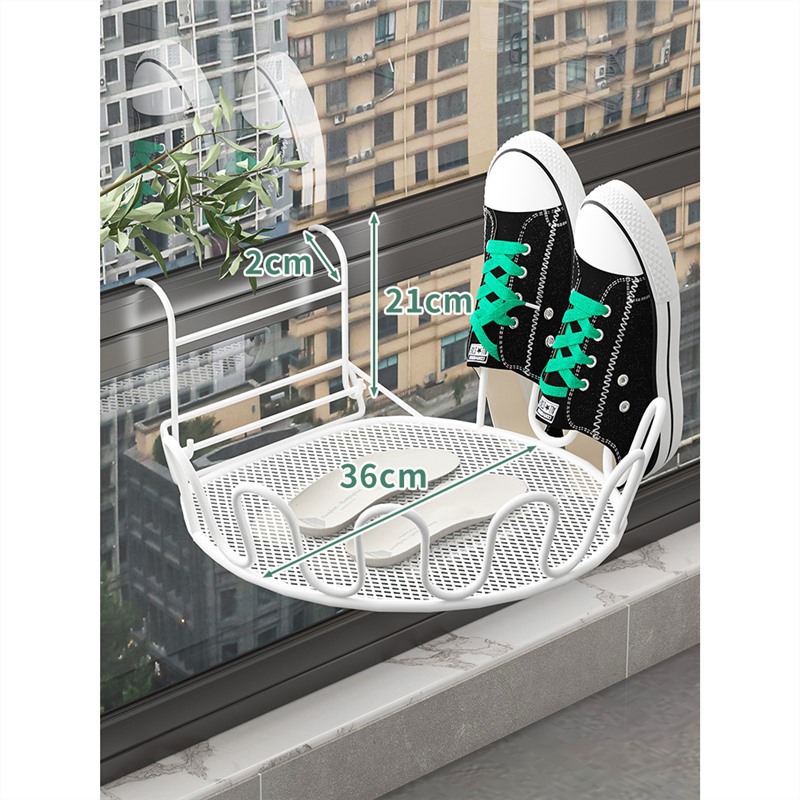 Balcón estante de secado de zapatos artefacto anti-robo ventana barandilla ventana estante de secado ventana alféizar sandalias de secado al aire libre