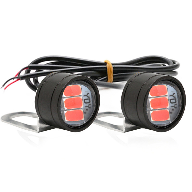 Auto motocicleta luz diurna 3SMD 5730 LED ojo de halcón luz flash espejo retrovisor fantasma luz flash