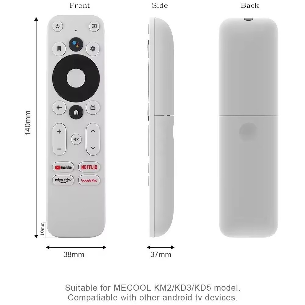 Control Remoto por Voz Bluetooth e Infrarrojos Compatible con Google/Onn Android TV Box G9N9N