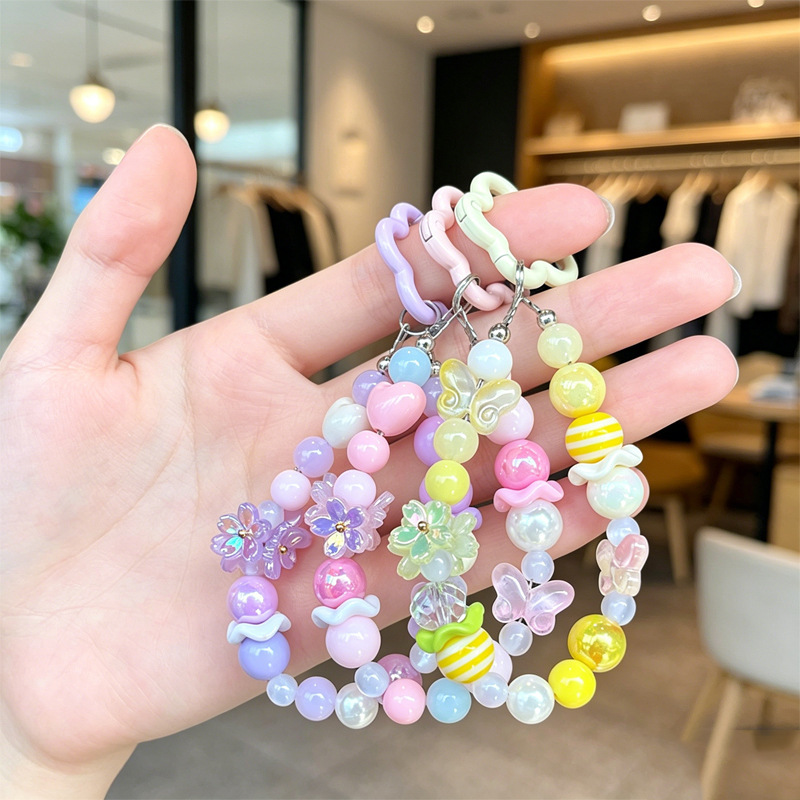Dopamine Colorful Beaded Phone Chain, Cute Flower High-Value Pendant, Ins-Style Anti-Loss Wrist Strap Keychain Dopamine Colorful Beaded Phone Chain, Cute Flower High-Value Pendant, Ins-Style Anti-Loss Wrist Strap Keychain