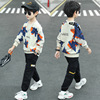 Children's spring summer clothing, sports set, suitable for teen, internet celebrity, western style, Korean style, wholesale