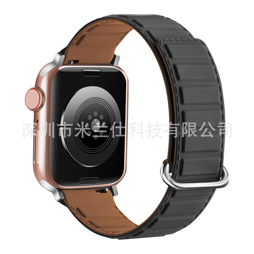 Adecuado para Apple Watch silicona S9 fuerte succión magnética iwatch56789se deportes ultra2 correa de reloj