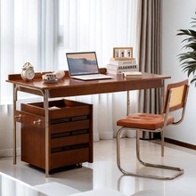 北欧复古实木书桌中古风书房写字台家用台式电脑办公桌客厅工作台