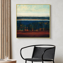 現代抽象風景畫深色哥特風格客廳餐廳裝飾畫海高檔實木框小眾掛畫