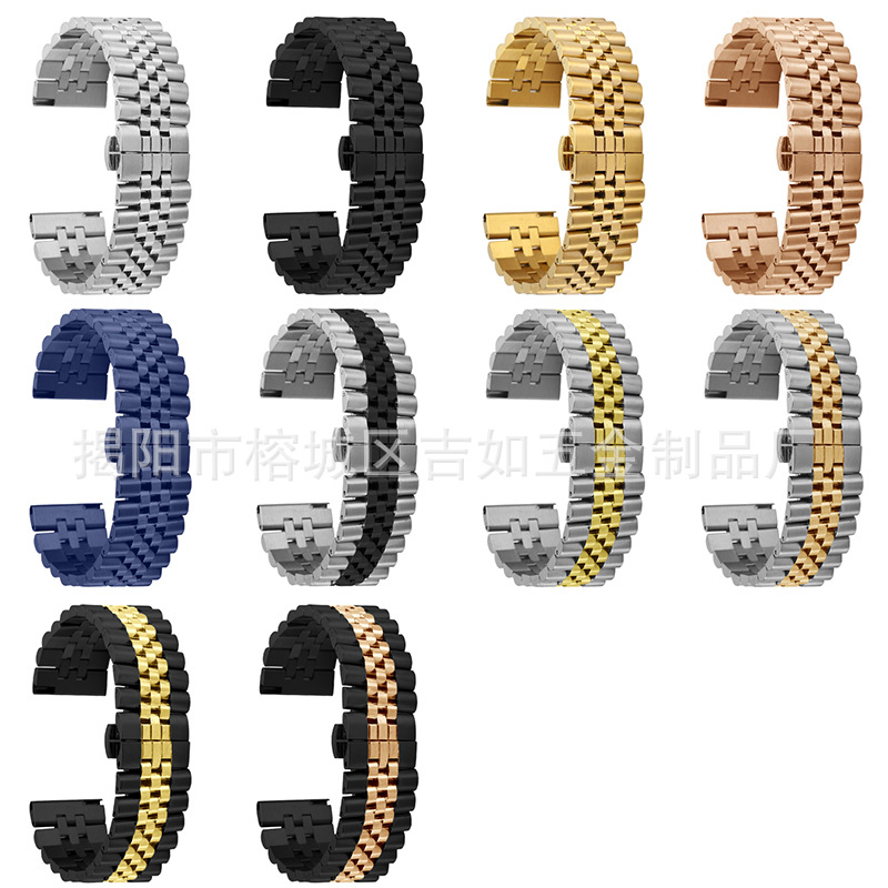 Aplicable a Huawei GT2 AppleWatch8 Apple correa de reloj de cinco cuentas iwatch correa de reloj de cintura pequeña de acero inoxidable