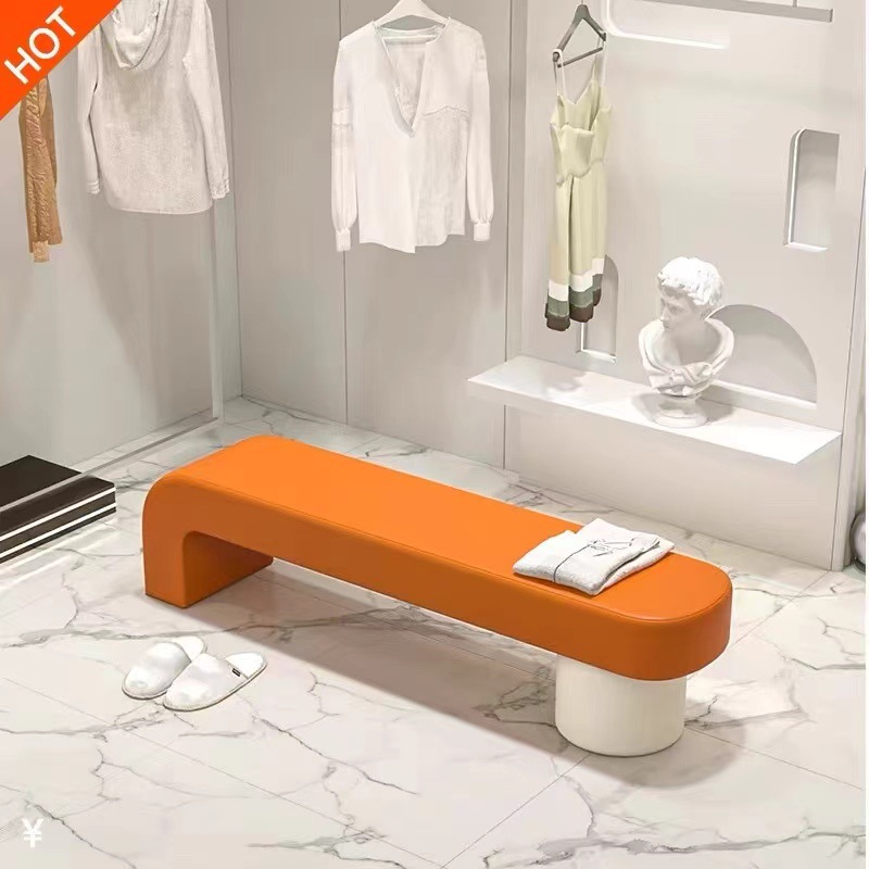 轻奢感软包换鞋凳家用客厅玄关门口穿鞋凳休息区长条形沙发J&