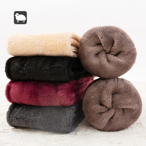Socks for men in winter, thickened and velvet cotton socks, mid-length warm socks for the elderly, floor socks PLUS 80g snow socks for women