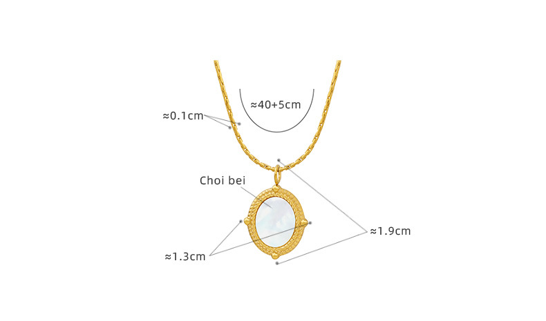 Elegant Oval Titanium Steel Plating Inlay Shell Pendant Necklace 1 Piece