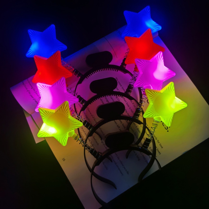 Concierto de palos fluorescentes estrella pentagonal brillante azul brillante aro de cabello flash stick props de la fiesta