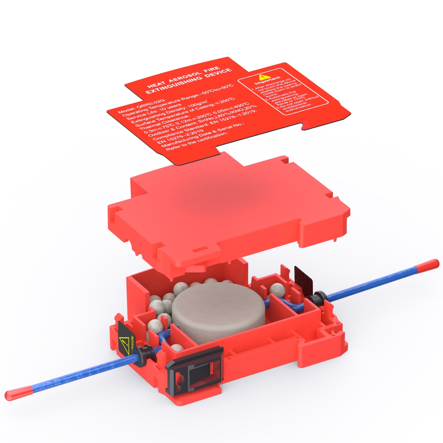 Dispositivo de extinción de incendios de inducción automática para extinción de incendios tipo riel de guía de caja de distribución de energía eléctrica para vehículo
