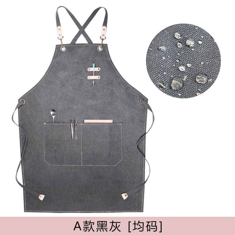 Amazon engrosada lienzo delantal logotipo personalizado leche té tienda bar chef peluquería guardapolvos delantal al por mayor