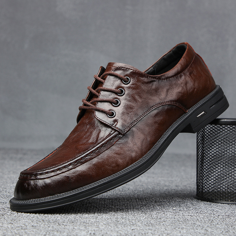 Primavera nuevos zapatos de cuero de negocios de los hombres zapatos de cuero genuino de los hombres transpirables casuales ropa formal papá zapatos de los hombres solos zapatos al por mayor image 9