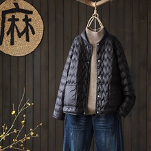 秋冬新款轻薄款羽绒服女士短款立领宽松大码轻便保暖外套短款