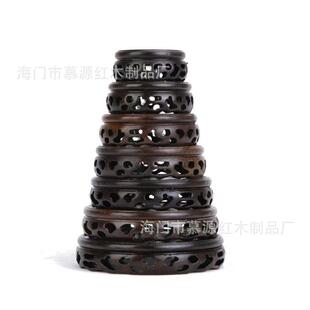 Stone base incense burner base ebony round vase Buddha flower pot jade stone wood bracket