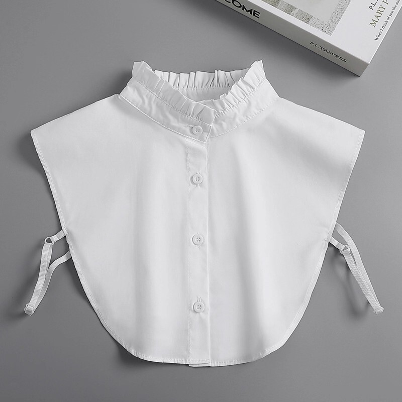 Autumn and Winter New Style Fake Collar Shirt for Women, Simple Cotton Base Half Shirt with Ruffled Stand Collar and Inner Fake Collar for Women