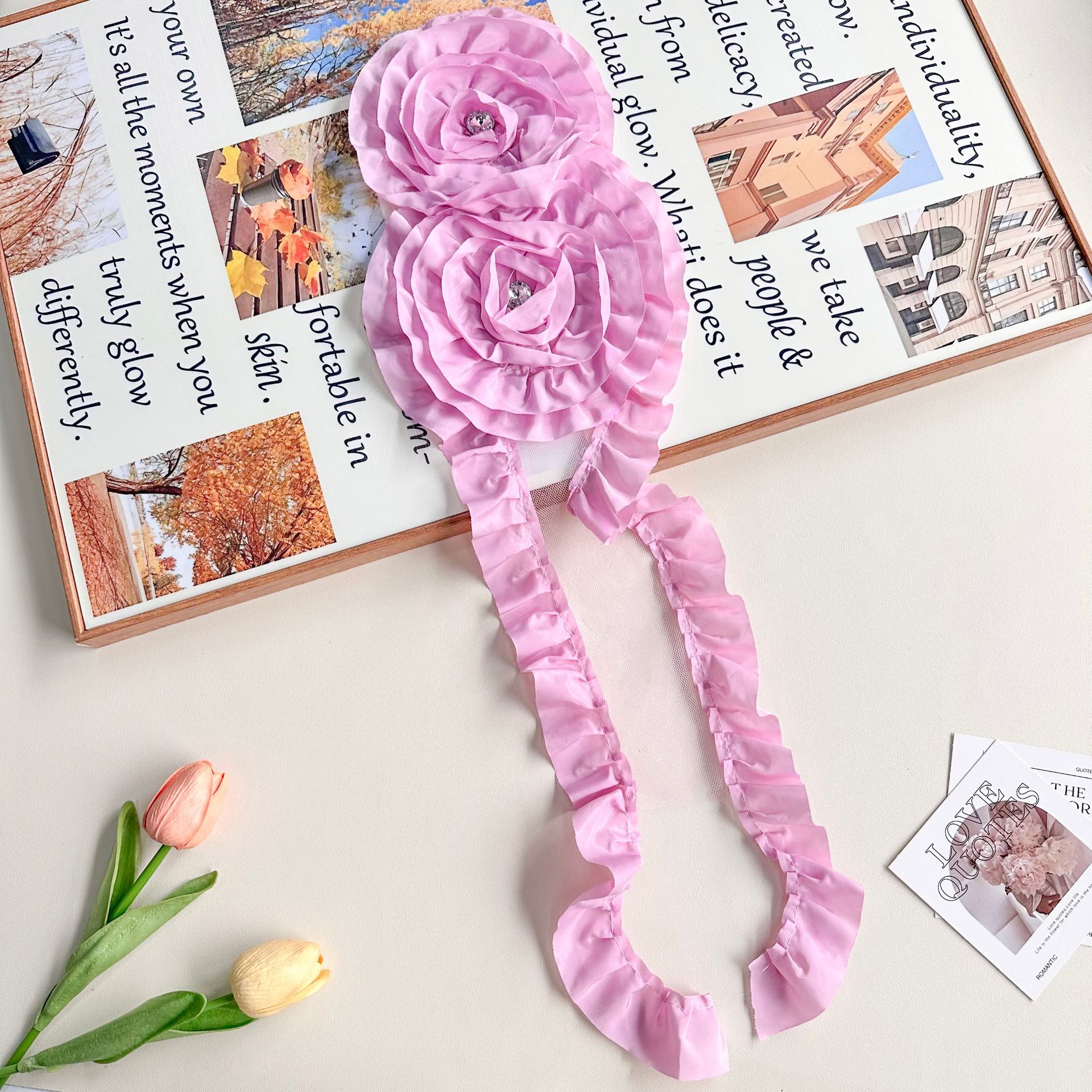 Flores decorativas tridimensionales de la industria pesada, pliegues de múltiples capas, camisas de ropa de celebridades de Internet, accesorios de ropa de actuación de baile latino, accesorios