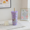 Cute capacious glass stainless steel, cartoon double-layer cup, 750 ml