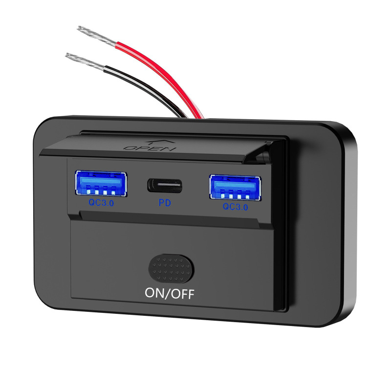 バス改造車充電器デュアルqc3.0 + pd急速充電携帯電話自動車充電器スイッチ付き制御|undefined
