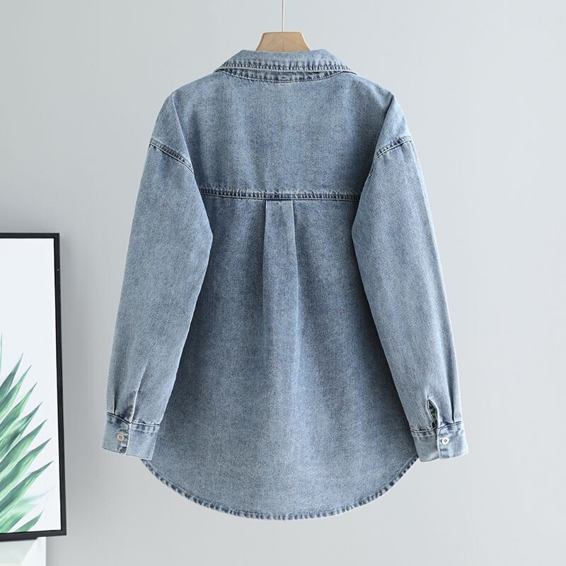 Hong Kong style denim shirt for women, 2026 spring and autumn new vintage casual versatile loose shirt, layered top, trendy jacket