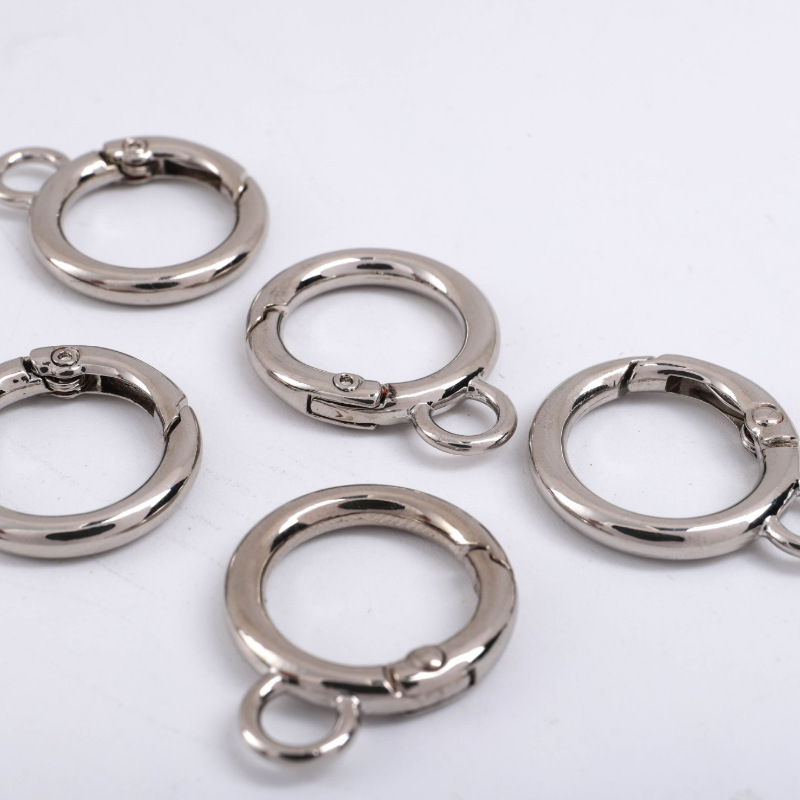 Wholesale zinc alloy round ring clasps, open small spring rings, custom zinc alloy spring clasps, hardware accessories