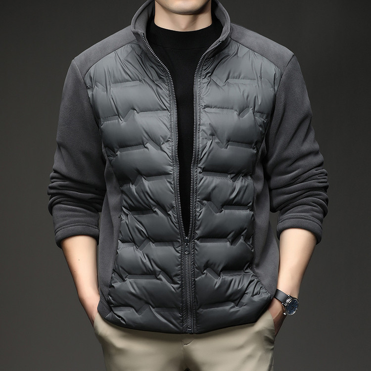 Down Jacket Men's New Winter Outdoor Lightweight and Warm White Duck down Stand Collar Stitching Knitted down Jacket Dropshipping