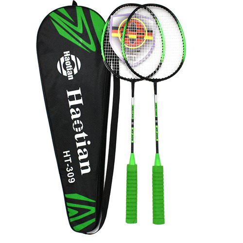 Haotian one-piece badminton racket adult student training durable iron alloy badminton racket double racket