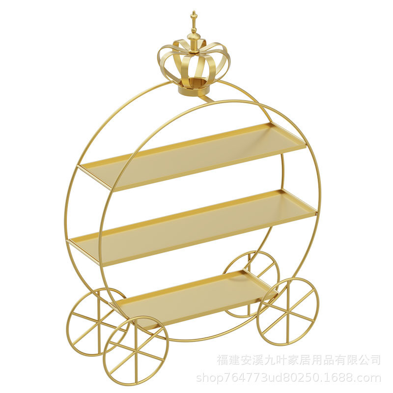 欧式皇冠甜品台展示架婚礼装饰下午茶三层蛋糕架金色糕点摆件盘子|undefined