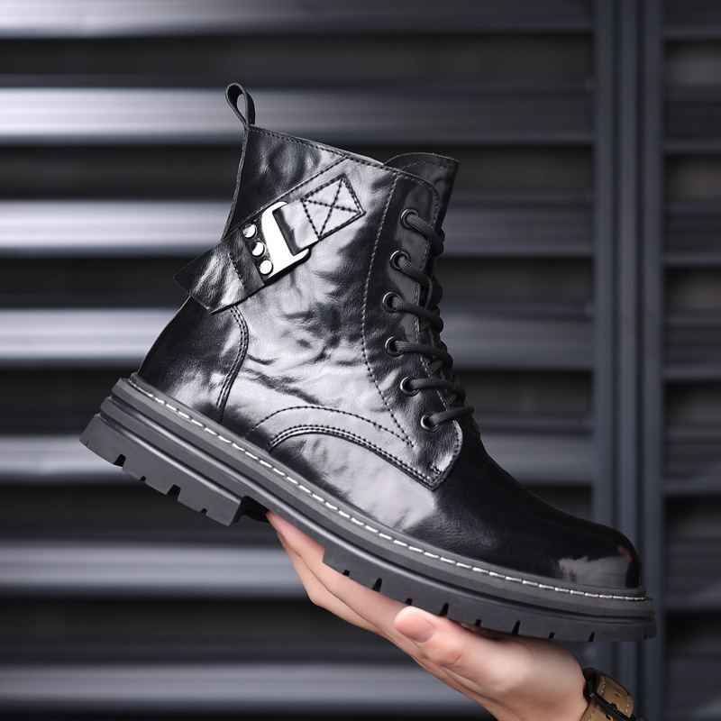Invierno de los hombres de algodón acolchado zapatos Martin botas de los hombres de cuero genuino de piel de vaca forrado de lana caliente botas de los hombres del todo-fósforo de moda botas de monos botas