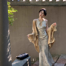 【金玉繁华】新中式夏季无袖连衣裙气质女鎏金改良长款显瘦旗袍女