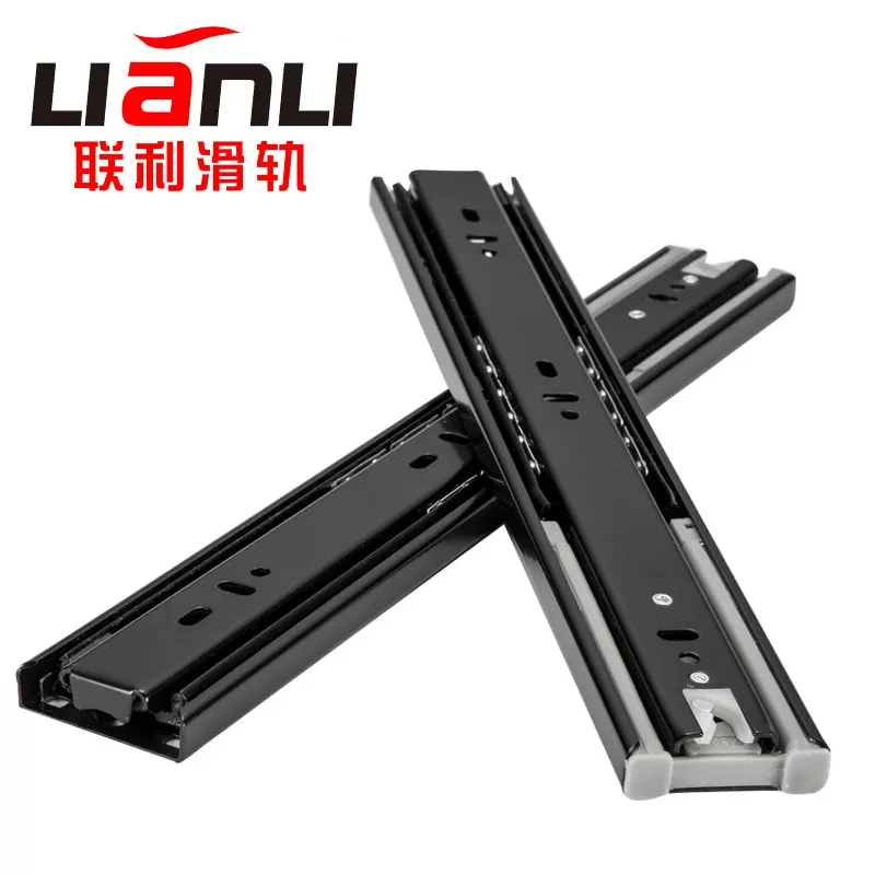 45宽三节200mm长缓冲滑轨8寸阻尼滑轨液压自吸导轨自关抽屉轨道