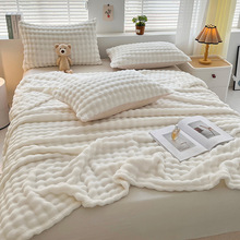 【活动】跨境加厚泡泡绒毛毯法兰绒毛毯午睡沙发盖毯办公室披肩空