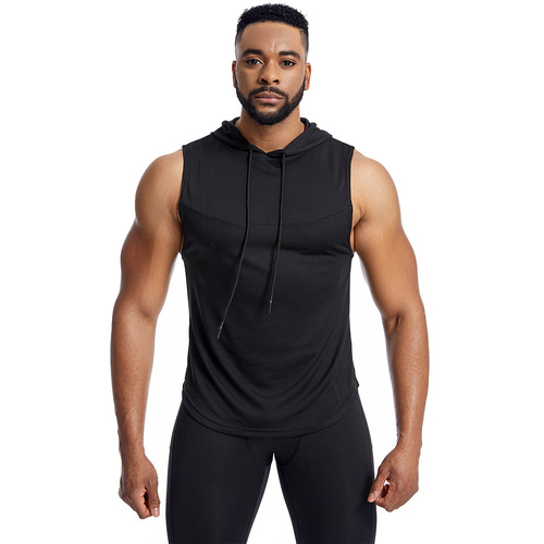 Cross-border network eye men's summer hooded sleeveless workout top sweat running basketball quick-drying vest