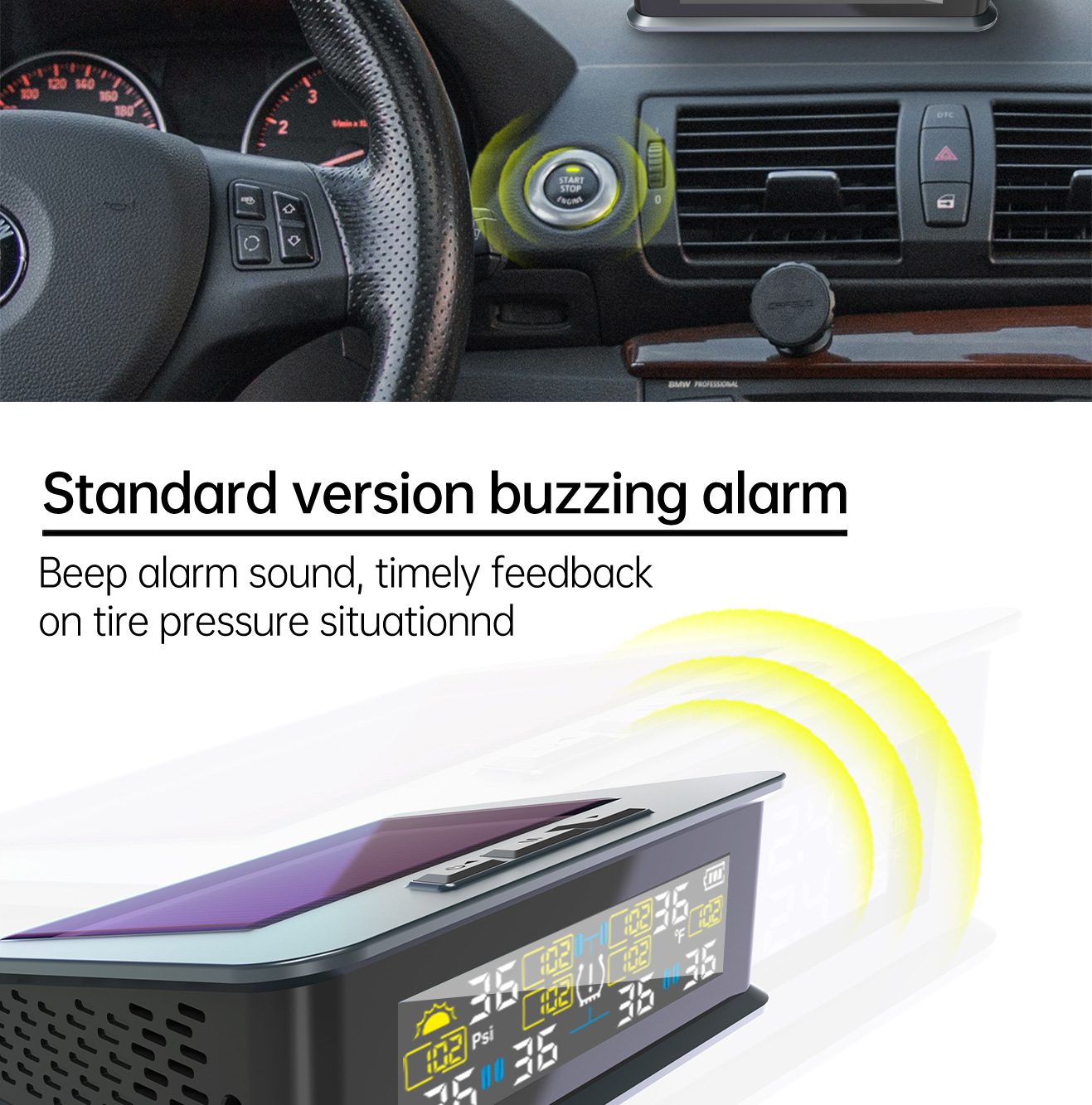 T15-6 Tire Pressure Monitor Solar-Powered Tire Pressure Monitoring System for Rvs and Cars